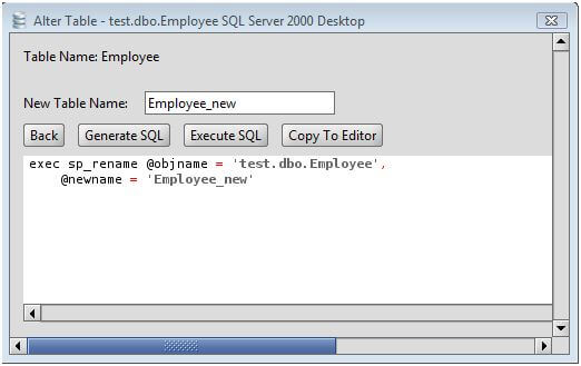 MS SQL Server Rename An MS SQL Server Database Table Using The Exec Sp 