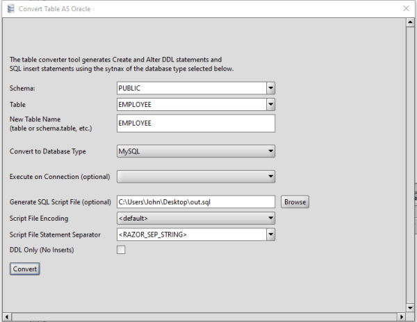 connect to razorsql db