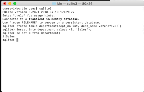 SQLite Mac Example Commands