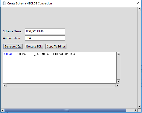 HSQLDB Create Schema