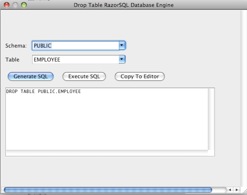 HSQLDB Drop Table