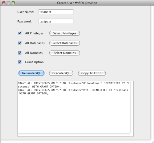 MySQL Create User