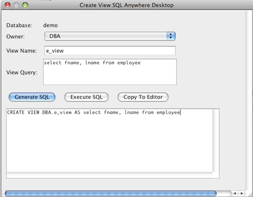 SQL Anywhere Create View