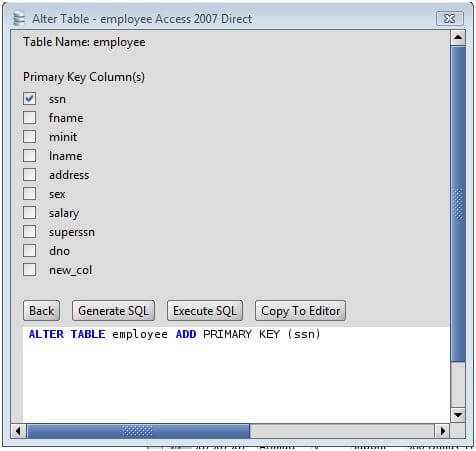 MS Access Add Primary Key