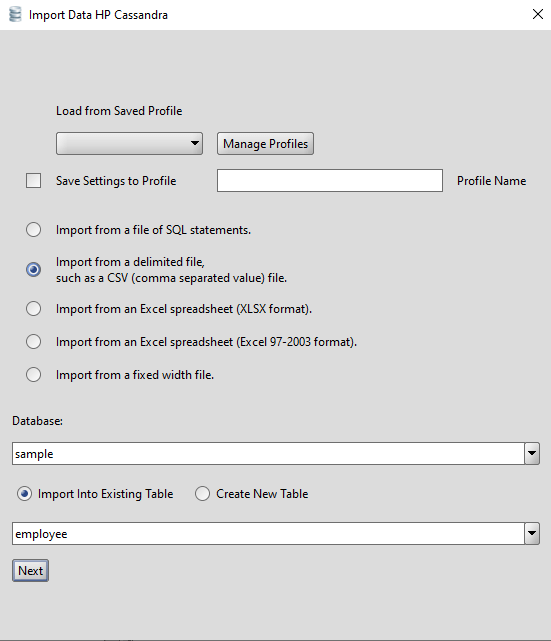 Cassandra Import Tool