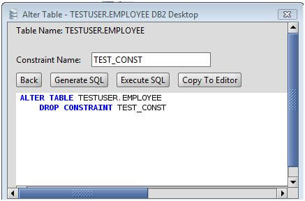 razorsql db2sql stored procedure duplicate constraint name