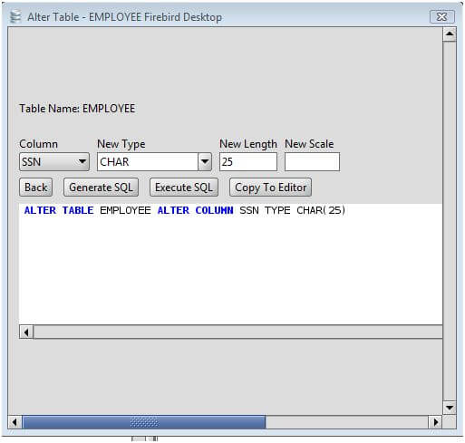 Firebird Change Column Type Of Firebird Database Table Columns Via The Alter Table Command