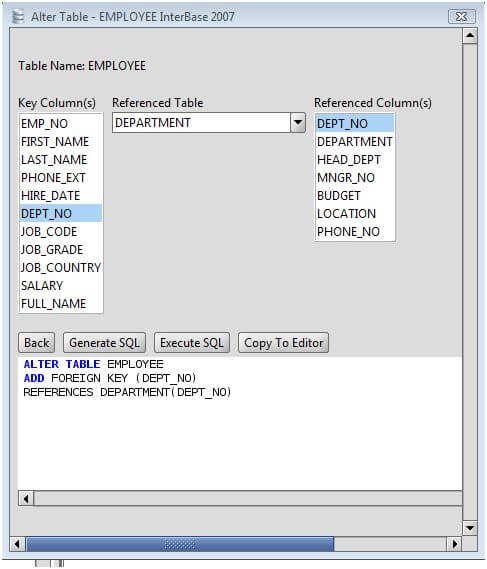 InterBase Add Foreign Key