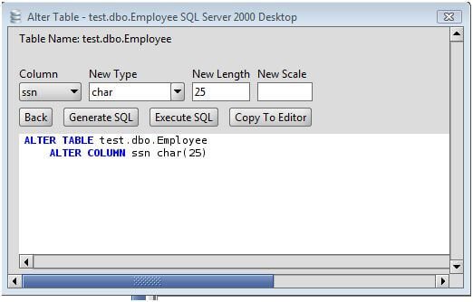 Sql change