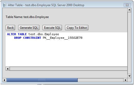 Sql server name primary key