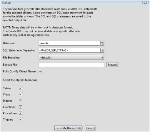 compare db schema mysql razorsql