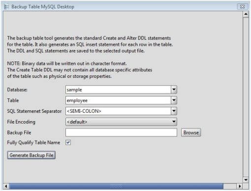 MySQL Table Backup Tool