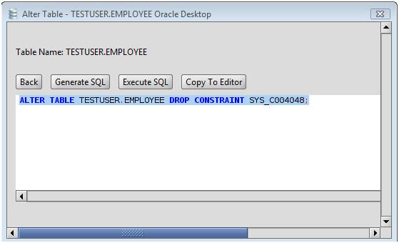 Oracle Drop Foreign Key From A