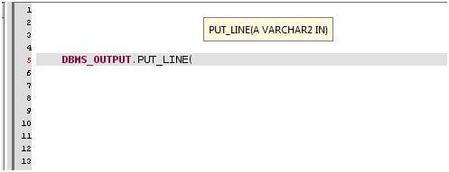 Oracle PL/SQL Tooltip