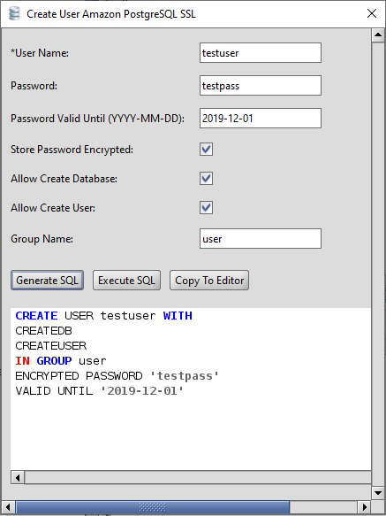 postgresql create user