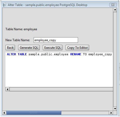 PostgreSQL Rename Table