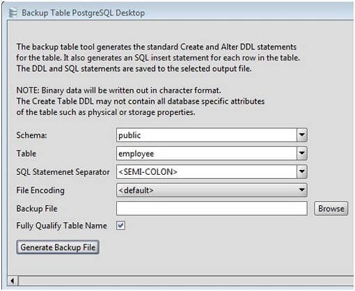 PostgreSQL Table Backup Tool