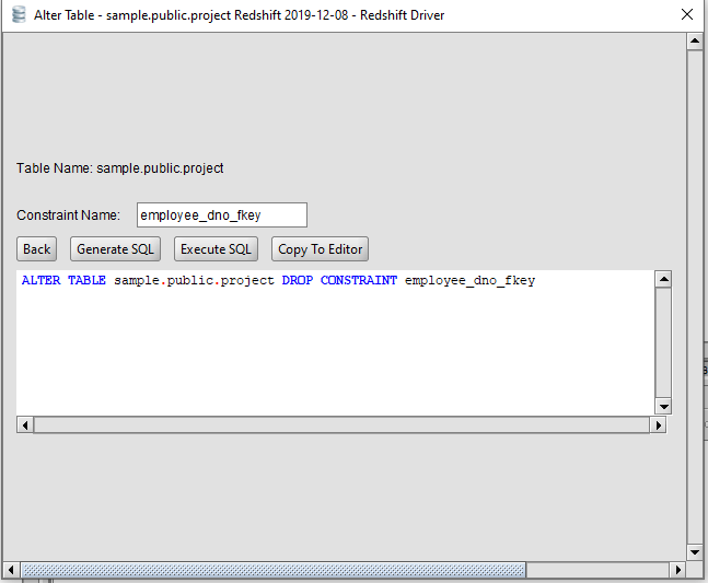 redshift alter table column not null