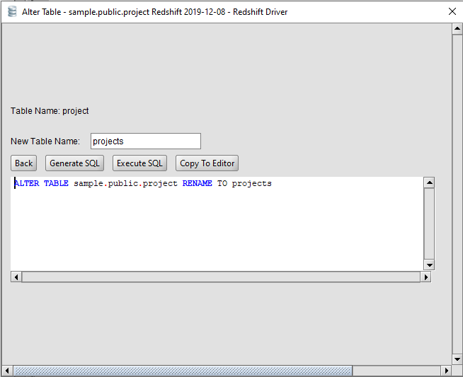 redshift alter table column not null