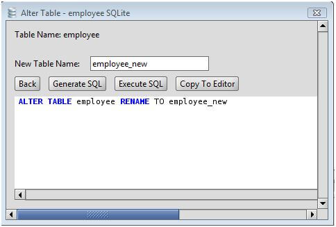 SQLite Rename Table