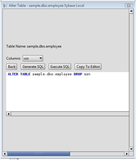 Sybase Drop Column