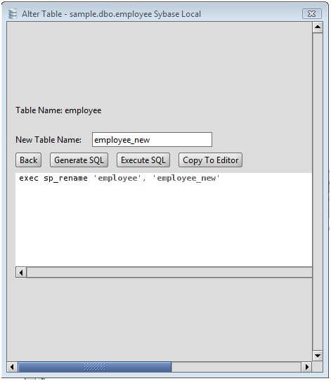 Sybase Rename Table