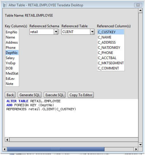 Teradata Add Foreign Key To Teradata Database Tables Via The Alter 4698